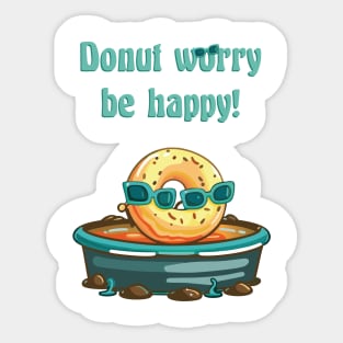 Donut worry, be happy! Pun Humor Sticker